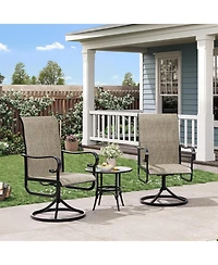 gaomon Set of 2 Patio Swivel Dining Chairs, 360degree(s) Swivel 15degree(s) Reclining, All-Weather Textilene for Lawn Garden Deck
