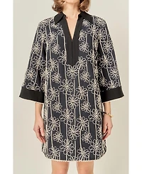 English Factory Women's Floral Embroidered Collar Mini Dress