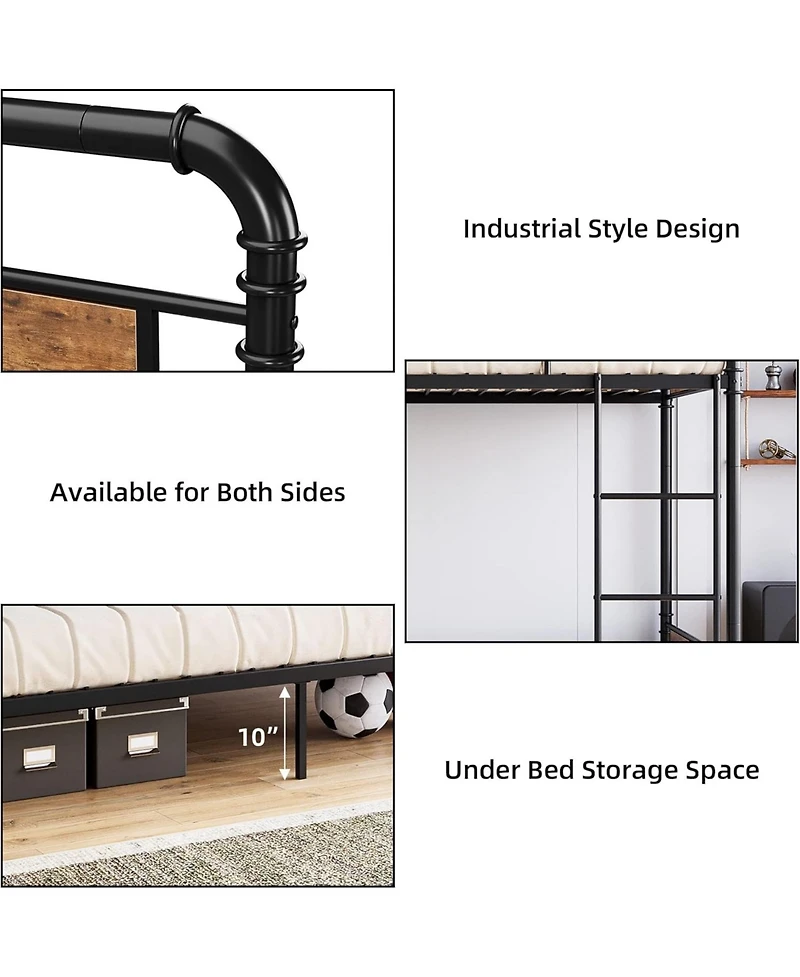 gaomon Twin Metal Bunk Bed Twin Over Twin With Ladders Tall Guardrail Space Saving For Kids Adults No Box Spring