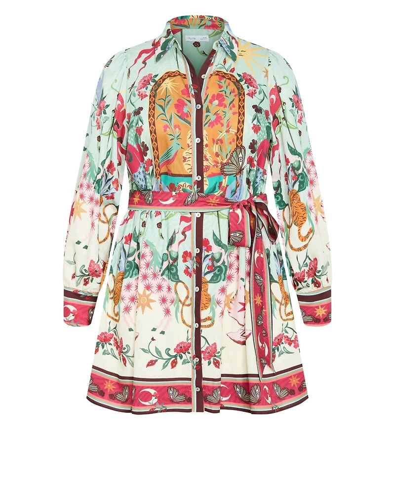 City Chic Women's Ezra Dreamscape Print Mini Dress