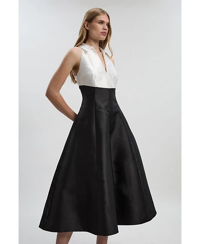 Karen Millen Women's Twill Contrast Tux Tailored Dress