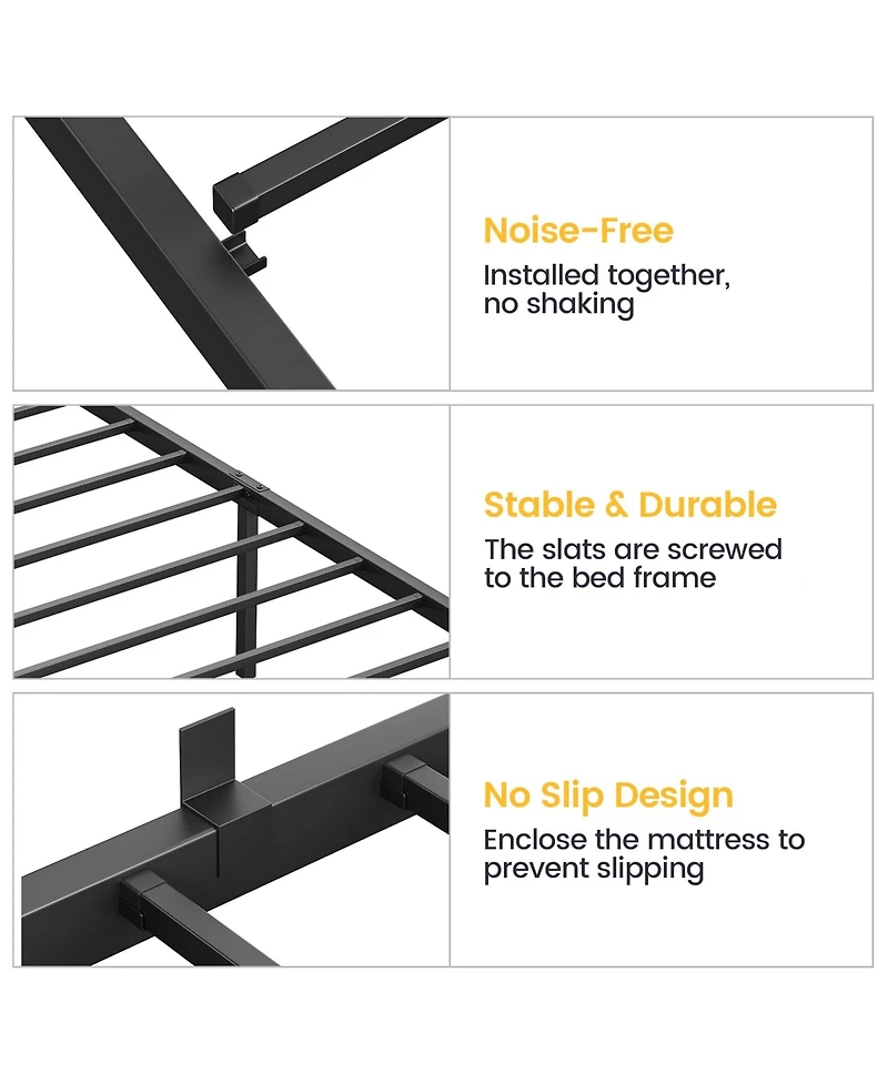 Gaomon Twin Metal Platform Bed Frame Mattress Support No Box Spring Easy Build Noise Free Heavy Duty