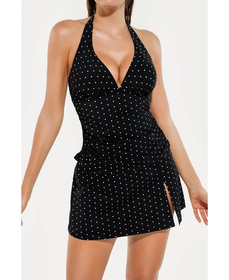 Popilush Women's Twist Front Halter Sporty One-piece Swimsuit WSWb61017