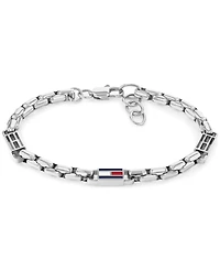 Tommy Hilfiger Men's 3D Flag Metal Silver Tone Stainless Steel Bracelet
