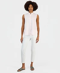 Eileen Fisher Women's Linen Sleeveless Band-Collar Shirt