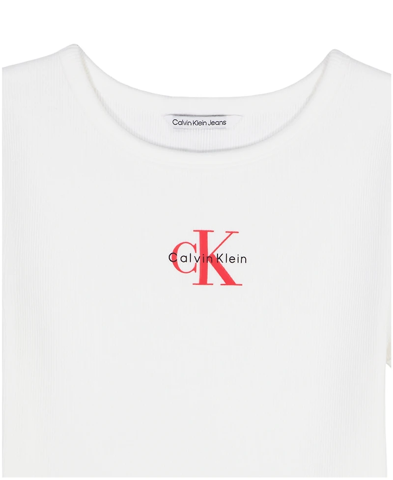 Calvin Klein Girls' 7-16 Short-Sleeve Ribbed T-Shirt