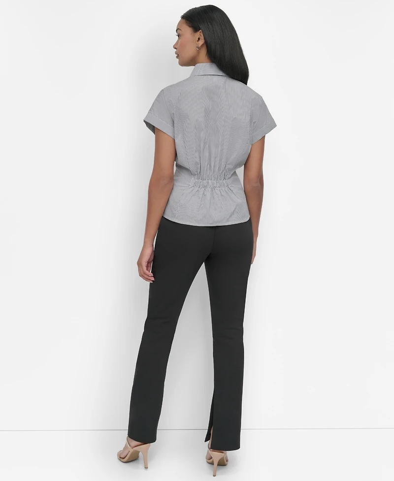Dkny Petite Collared Cap-Sleeve Blouse