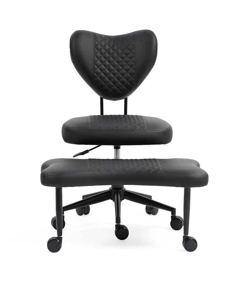 Streamdale Ergonomic Cross-Legged Swivel Chair, Adjustable Height, Pu Leather, Black