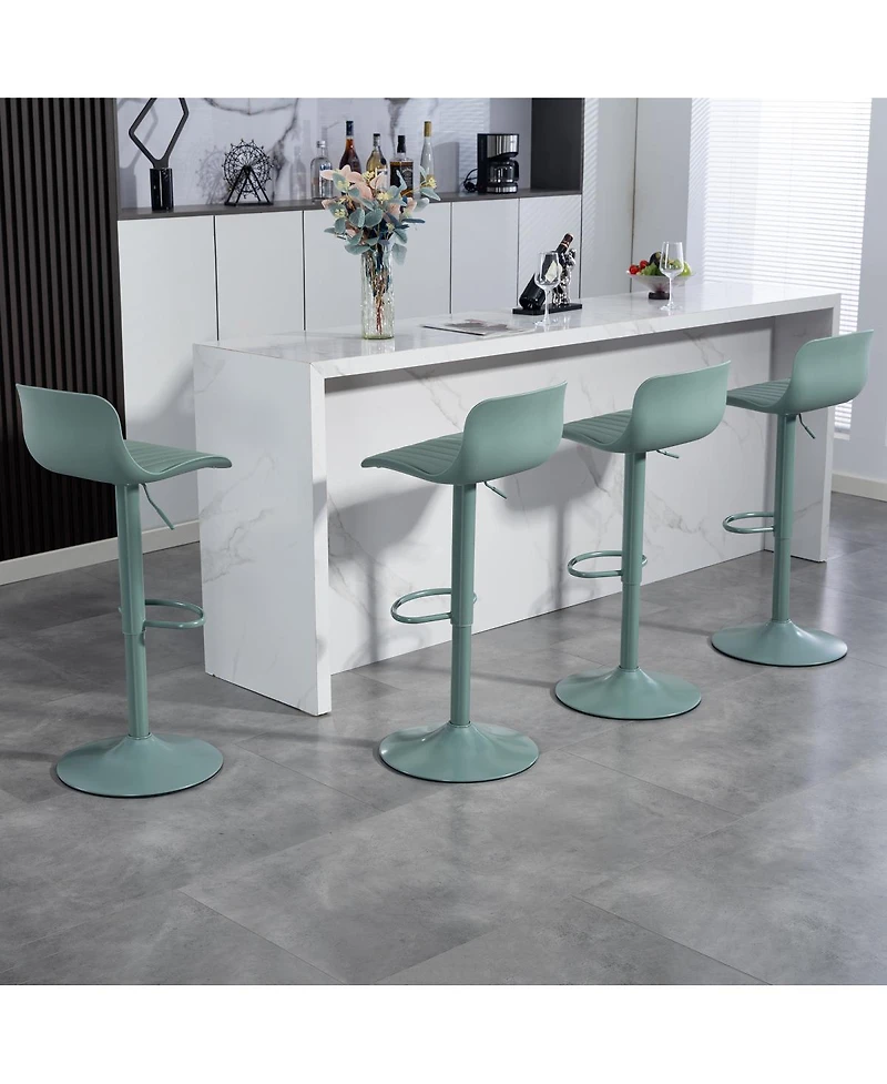 Streamdale Bar Stools Set of 2 - Adjustable Swivel Pu Leather Kitchen Island Chairs - Mint Green