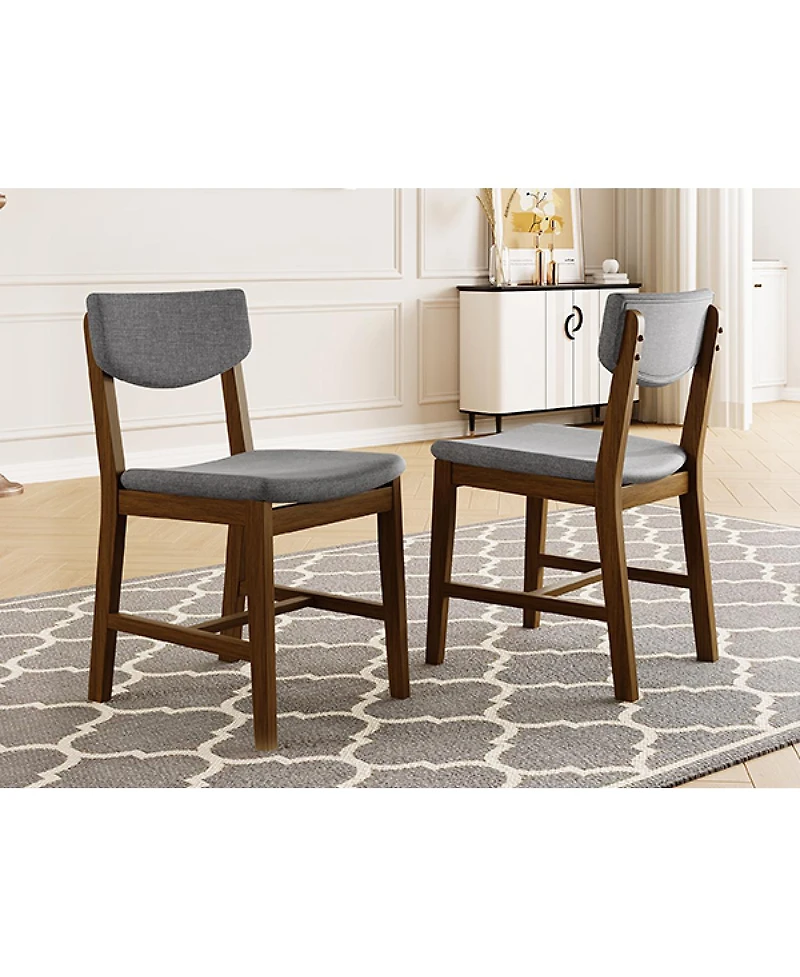 Streamdale Furniture 4-Piece Rustic Farmhouse Dining Chair - Solid Wood Fabric Cushion