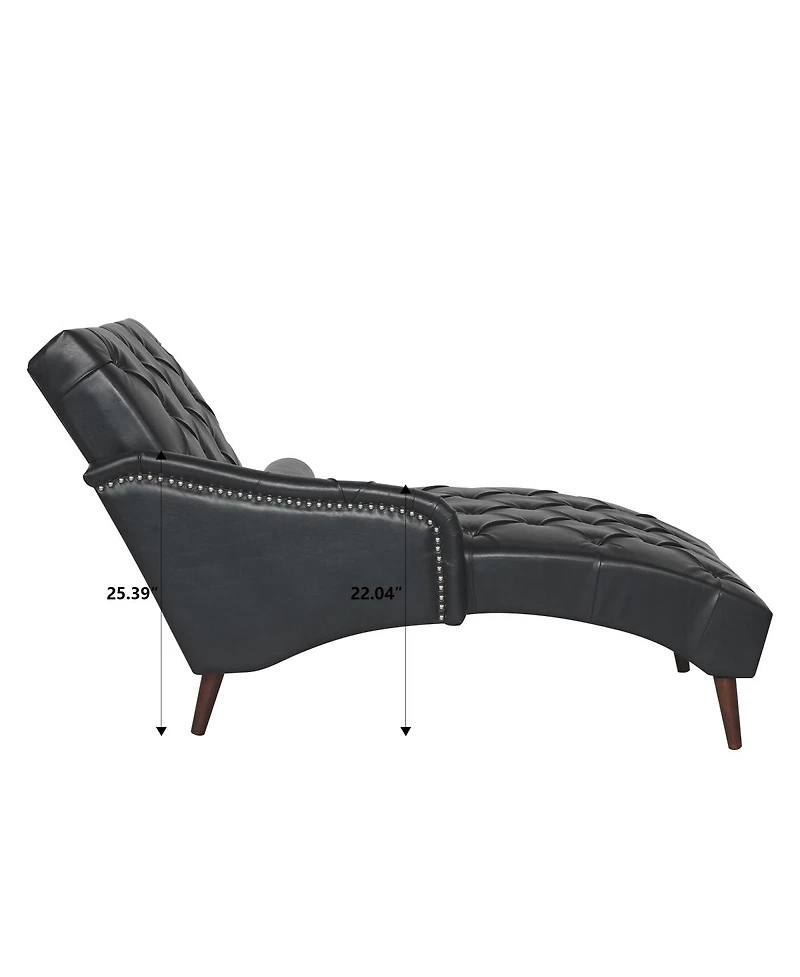 Streamdale Furniture Chaise Lounge Arm Chair with Pillow and Wood Legs