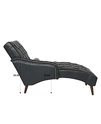 Streamdale Furniture Chaise Lounge Arm Chair with Pillow and Wood Legs
