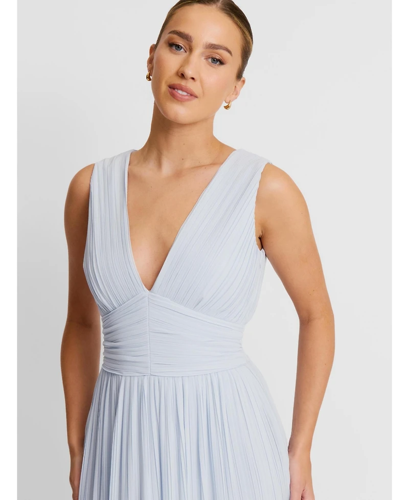 Six Stories Women's Pleated Plunge Maxi Dress
