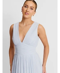 Six Stories Women's Pleated Plunge Maxi Dress