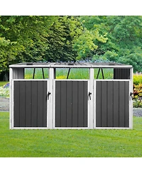 Streamdale Furniture Streamdale Metal Outdoor Garbage Bin Shed for 3 Trash Cans