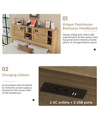 Streamdale Furniture 3-Piece Queen Farmhouse Bed Set w/ Storage Headboard, Nightstand & Dresser