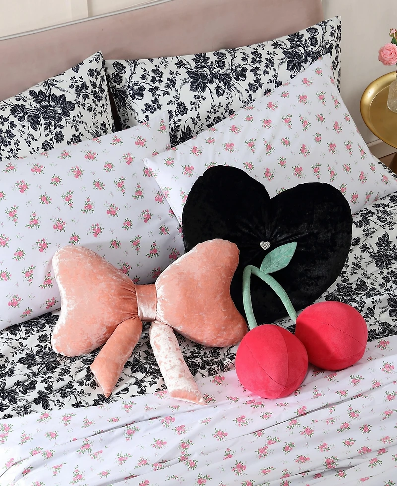 Betsey Johnson Cherry Pillow Novelty Decorative Pillow, 14" X 14"