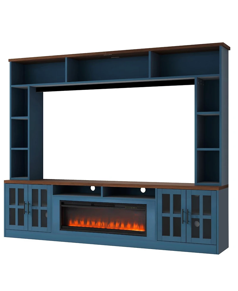 Streamdale Furniture Entertainment Center with Bookshelves & Electric Fireplace for TVs up to 80