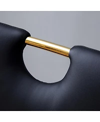 Streamdale Furniture Streamdale Marble-patterned glass dining set with gold accents: 63-inch foldable table & 4 armchairs