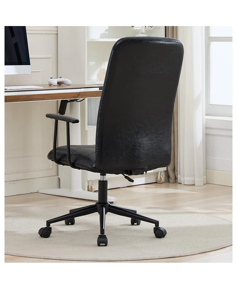 Streamdale Antique Black Pu leather office chair, 2-set, high back, adjustable, swivel.