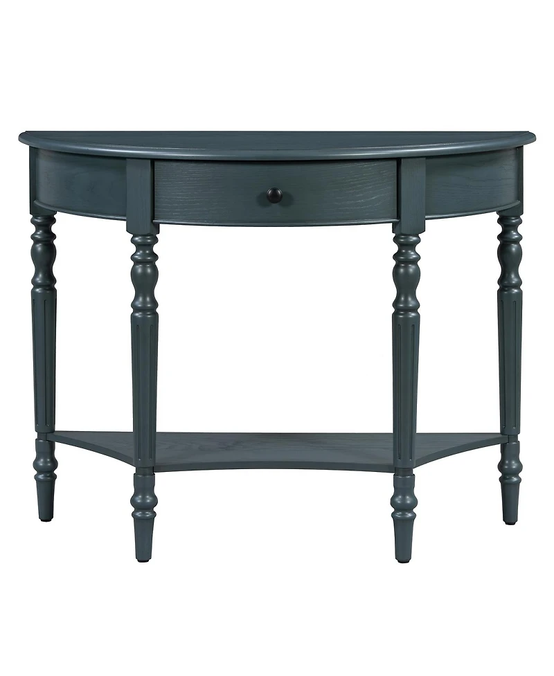 Streamdale Furniture Farmhouse Navy Half Moon Console Table with Drawer & Shelf