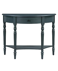 Streamdale Furniture Farmhouse Navy Half Moon Console Table with Drawer & Shelf