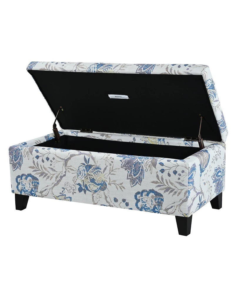 Streamdale Furniture Luxury Storage Ottoman with Floral Fabric & Hidden Compartment