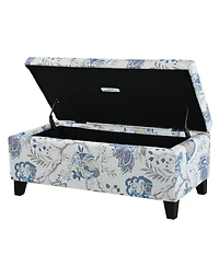 Streamdale Furniture Luxury Storage Ottoman with Floral Fabric & Hidden Compartment