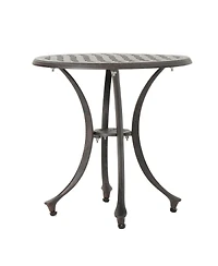 Streamdale Furniture Cast Aluminum Bronze Finish Lattice Design Side Table