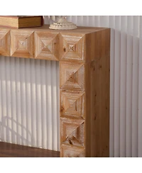 Streamdale Furniture Rustic Geometric Carved Console Table