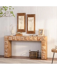 Streamdale Furniture Rustic Geometric Carved Console Table