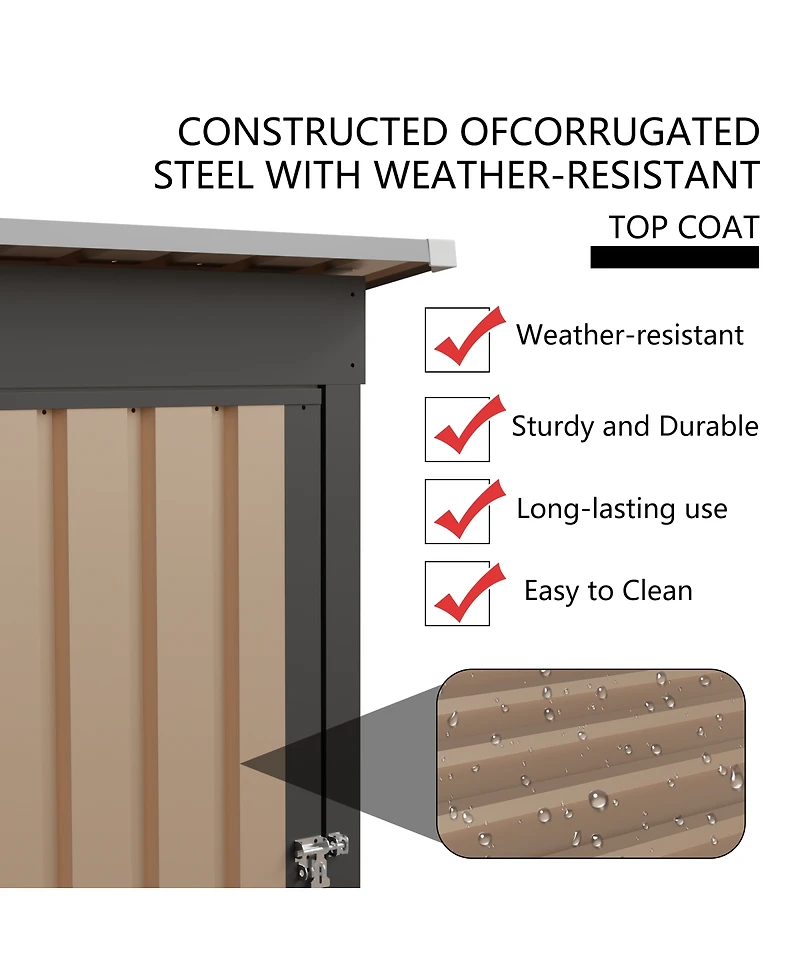 Streamdale Furniture 4.27FT x2.42FT Metal Garden Shed 5 X 3 Ft Pent Roof with Hinge Door