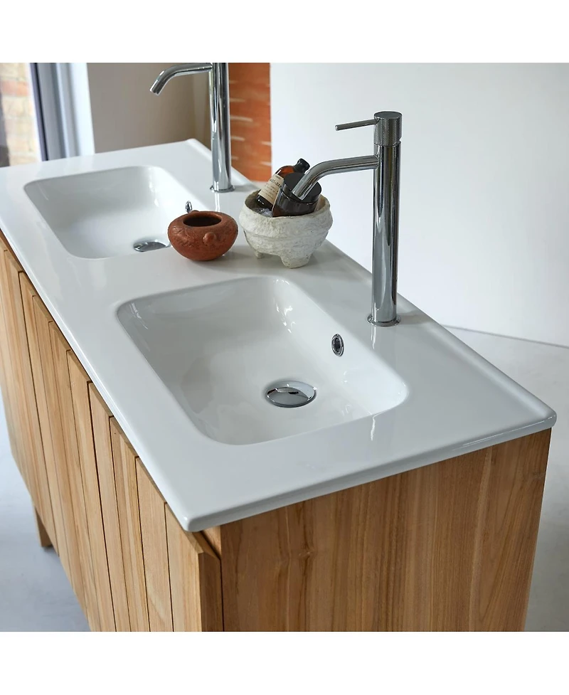 Tikamoon Teak and Ceramic Vanity Cabinet 120 cm Jill