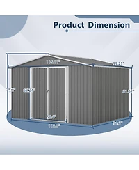 Streamdale Furniture Streamdale 10x8 Ft Outdoor Tool Storage Shed, All Weather Metal Shed