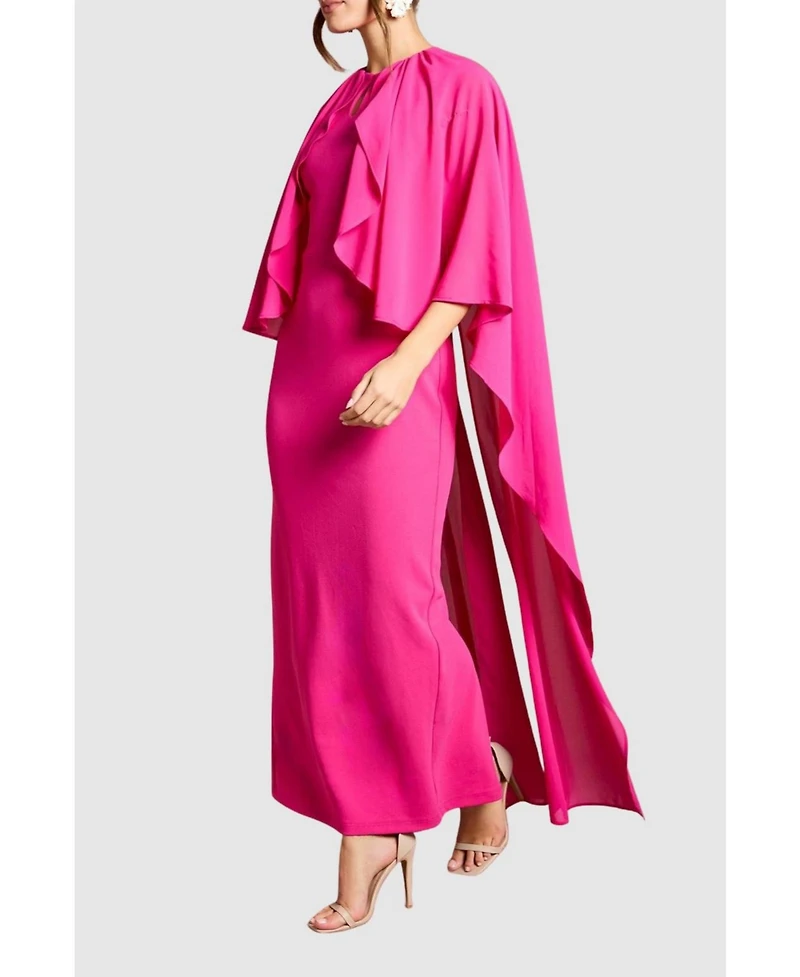 Coast Women's Ruffle Chiffon Cape Crepe Maxi Dress