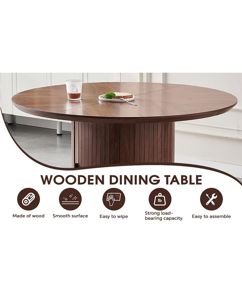 Streamdale Furniture Round Dining Table with Two Layers of Storage Shelves