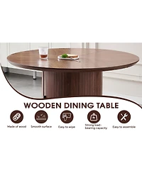 Streamdale Furniture Round Dining Table with Two Layers of Storage Shelves