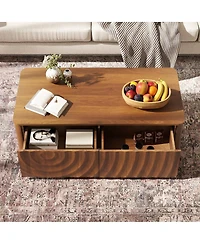 Streamdale Furniture Streamdale 47" Walnut Mid-Century Farmhouse Coffee Table with Storage & 2 Drawers