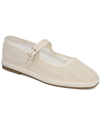 Mia Women's Morocco Striped Mesh Mary Jane Buckle-Strap Ballet Flats