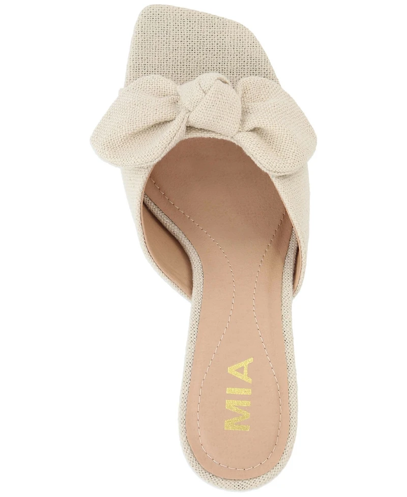 Mia Women's Elyzza Bow Slip-On Square-Toe Dress Sandals