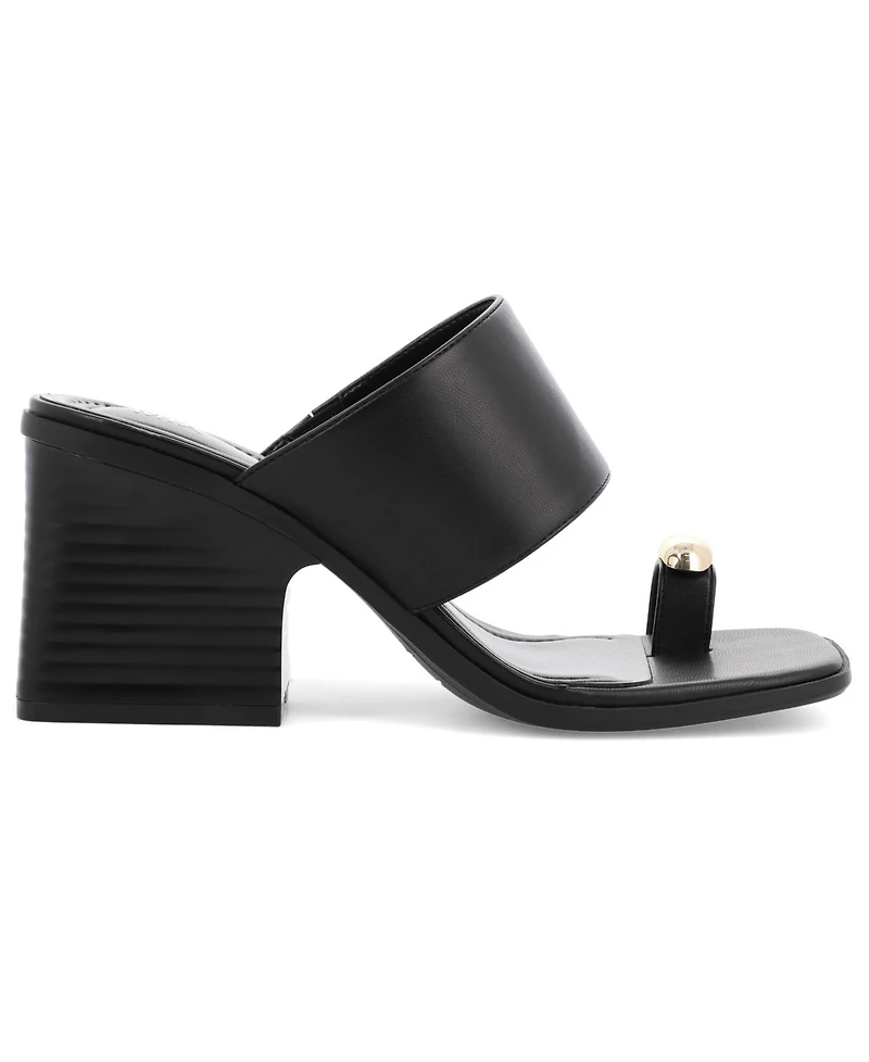 Mia Women's Fawn Block Heel Slip-On Dress Sandals