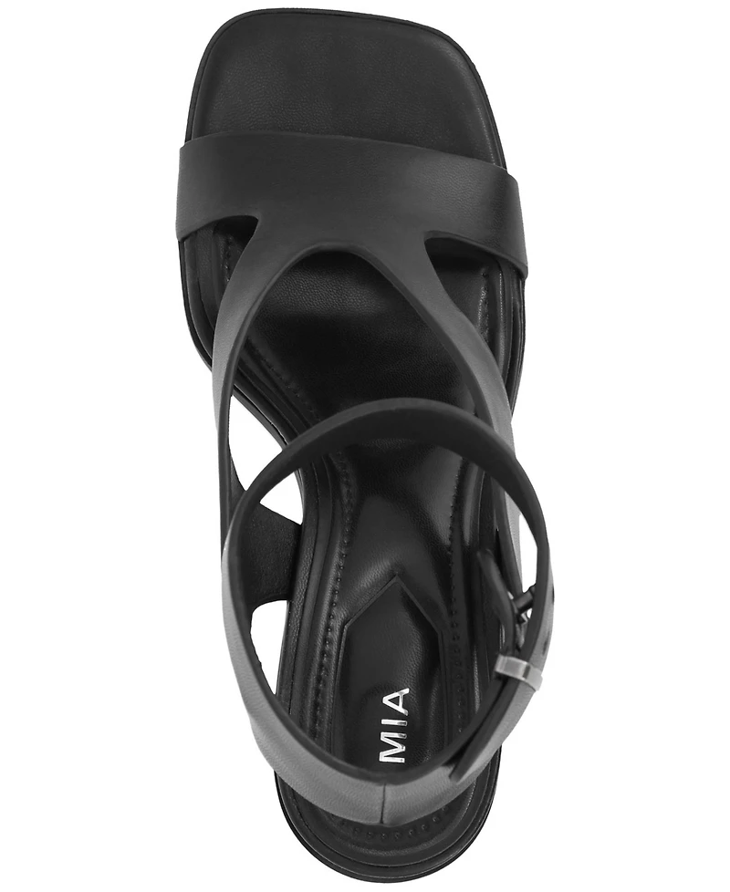 Mia Women's Felipa Strappy Ankle-Strap Square Toe Dress Sandals