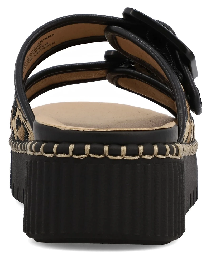 Mia Women's Jimenna Double Buckle Slip-On Flatform Casual Sandals
