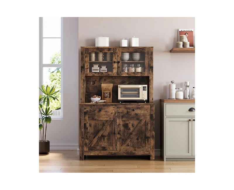 gaomon Kitchen Pantry Cabinet with Microwave Stand