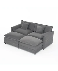 Streamdale Furniture Deep Seat Sectional Cloud Sofa with 2 Ottomans & Pillows