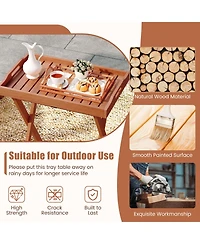 Gymax Patio Solid Wood Tray Table w/ Removable Top Rectangular Tv Tray Bistro Table