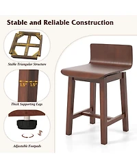 Gymax Swivel Dining Chair Set of 4 Farmhouse Wooden Kitchen Chairs Armless Side Chairs