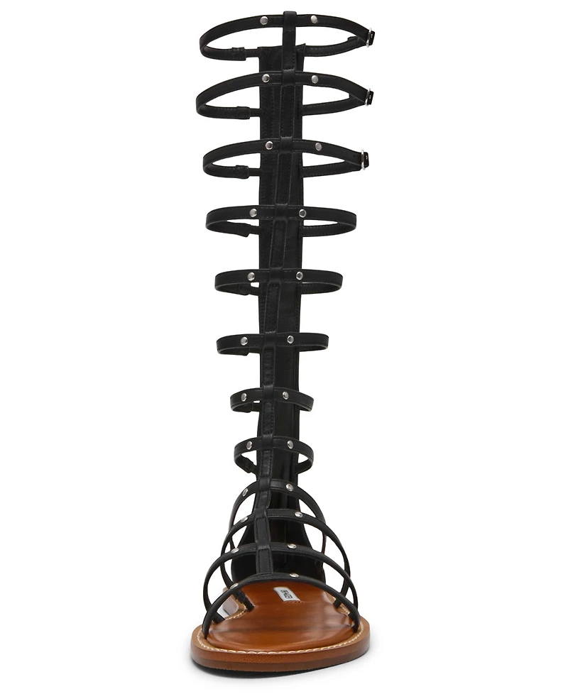 Steve Madden Women's Gladius Knee-High Strappy Flat Round Toe Gladiator Sandals