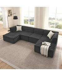Streamdale Furniture 135" U-Shaped Modular Sectional Sofa with Chaise & Movable Ottoman