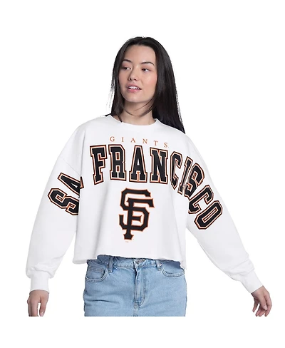 G-iii 4Her by Carl Banks Women's White San Francisco Giants Bleachers Cropped Pullover Sweatshirt